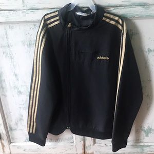 Adidas XL black and gold track jacket